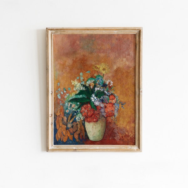 Flower Vase Still Life Painting Maximalism Wall Decor Colorful Flower Bouquet Abstract Floral Artwork DIGITAL PRINTABLE