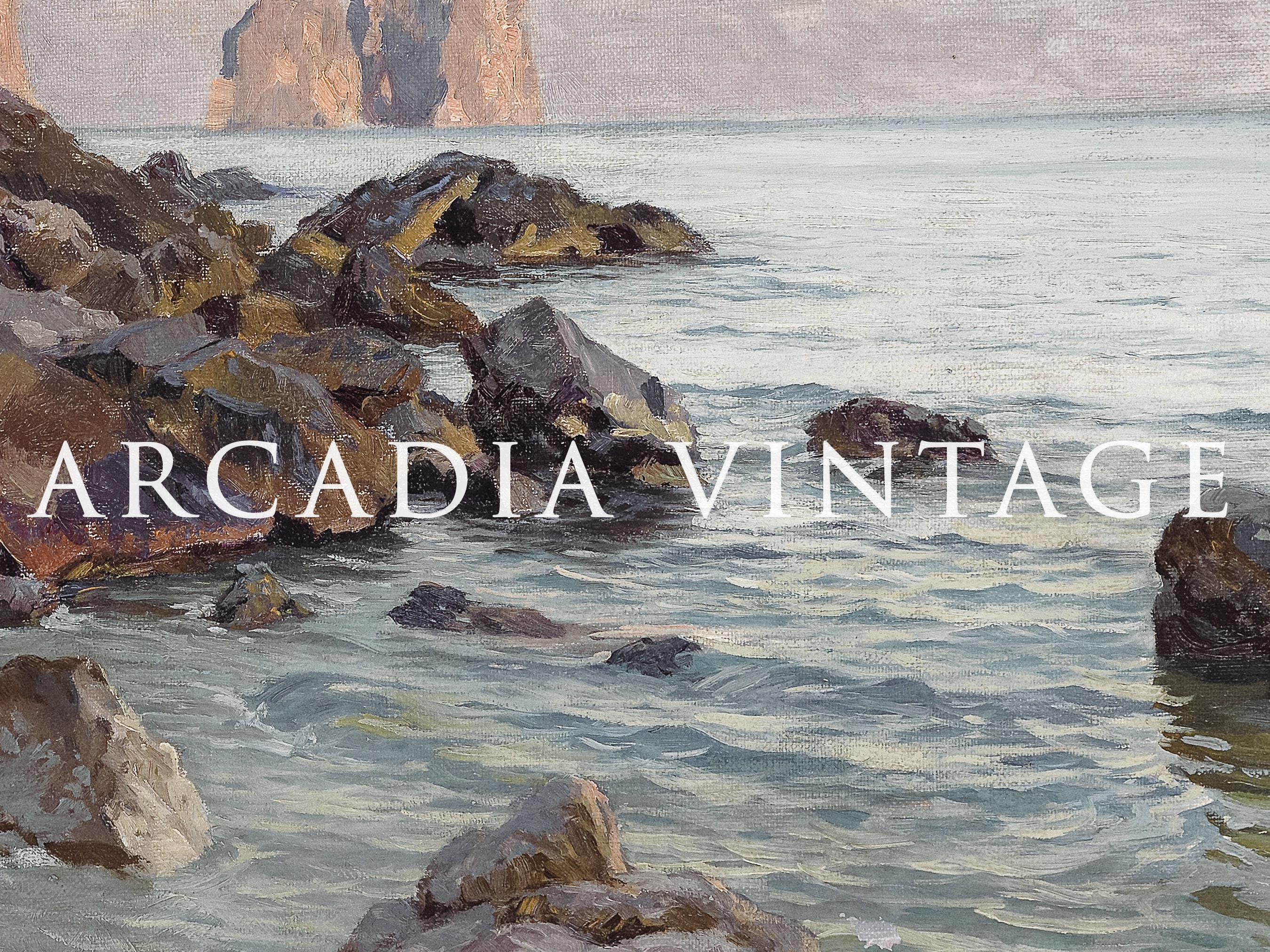 Vintage Coastal Art Print Gallery SET Seascape Paintings Abstract