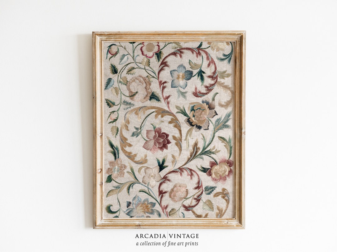 Vintage Embroidery Wall Art Floral Tapestry Decorative Wall Art Flower