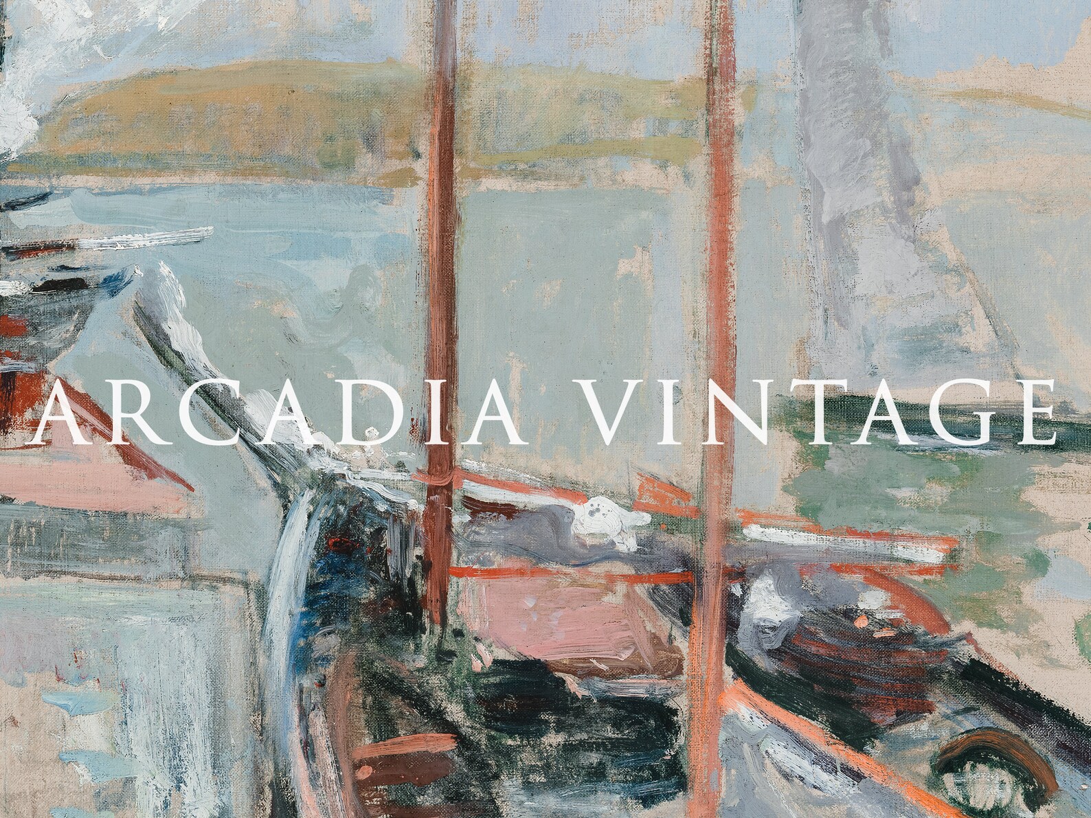 Vintage Coastal Art Print Gallery SET Seascape Paintings Abstract