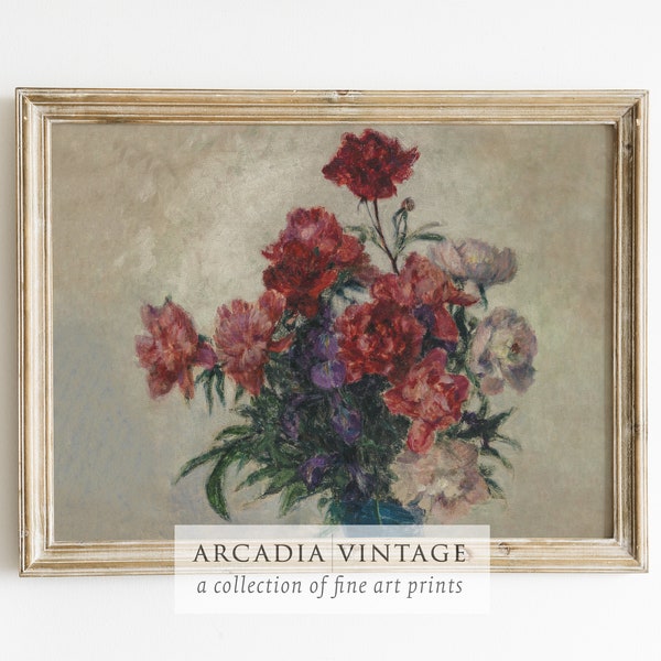 Roses & Violets Still Life Painting Antique Floral Artwork Country Cottage Decor DIGITAL PRINTABLE