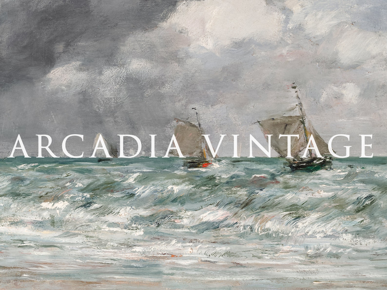 Vintage Coastal Art Print Gallery SET Seascape Paintings Abstract