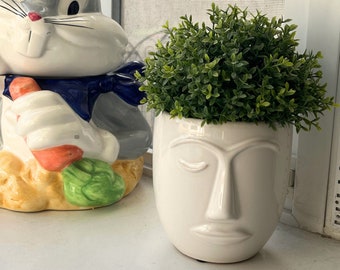 Face Planters Pots, Modern Ceramic Human Face Planter Houseplant Ceramic Pot, Decorative Planter