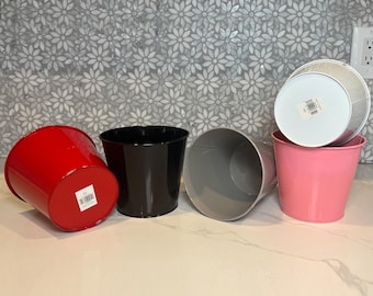 5 Metal Plant Pot, Metal Pots for Plants, Metal Planters for Indoor Plants, Tin Buckets for Planting, Metal Flowerpot, Plant Pots