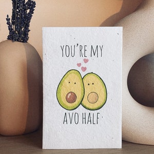 Pflanzbare Saatpapier Karte, Seed Papier Postkarte, Avocado Karte, You are my Avo Halbkarte.