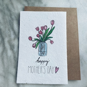 Postal del Día de la Madre Plantable, Biodegradable, Tarjeta del Día de la Madre de Papel de Semilla, Postal Plantable A6, Tarjeta de Acuarela, Postal de papel de semilla.