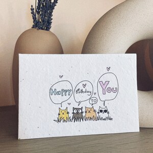 Carte postale d’anniversaire sur papier graine, Papier de semence Carte d’anniversaire, Format A6, Carte postale d’anniversaire, Carte de vœux d’anniversaire, Carte d’anniversaire plantable.