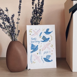 Carte postale anniversaire sur papier graine, Carte anniversaire papier graine, format A6, Carte postale anniversaire, Carte voeux anniversaire, Carte à planter anniversaire.