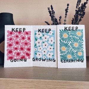 Plantable postcards, motivational postcards, Seed paper postcards, Keep going postcard, Set of 3, Set of plantable postcards.
