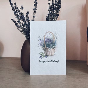 Carte postale anniversaire sur papier graine, Carte anniversaire papier graine, format A6, Carte postale anniversaire, Carte voeux anniversaire, Carte postale anniversaire lavande.
