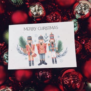 Cartões de Natal plantáveis, papel semente plantável, cartão postal de aquarela de Natal, cartão de felicitações de Natal, cartão postal do quebra-nozes.