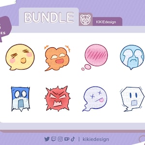 Toon Bubbles Bundle Emotes | Twitch / Discord | känslor, reaktioner, manga, serier, tal, tecknad film, färgglad | Prefabricerad, klar för användning