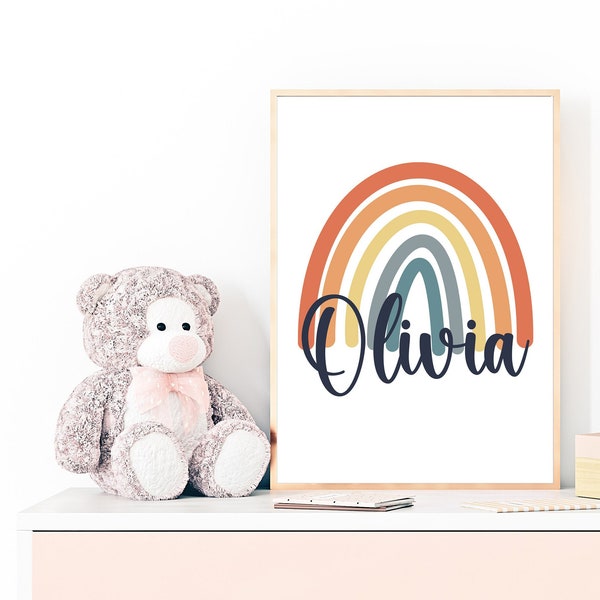 Regenbogen Olivia SVG Digitaler Download, Olivia Baby Namenszimmer Dekor, Regenbogen BabyZimmer SVG Druckbar