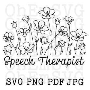 Speech Therapist Wildflower SVG: Printable POD File (Digital Download)