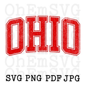 Bogen Ohio SVG digitaler Download, niedlicher Retro Ohio Block Schriftart Print on Demand Pod druckbare svg, Pod-Datei