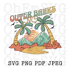 Outer Banks North Carolina SVG: Beach Palm Tree Design (Digital Download)
