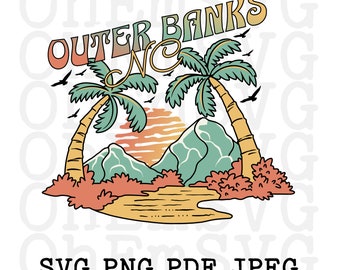Outer Banks North Carolina SVG: Beach Palm Tree Design (Digital Download)