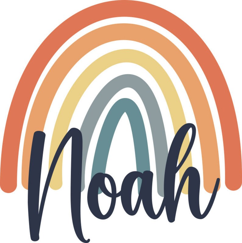 Rainbow Noah SVG Digital Download, Noah Baby Name Room Decor, Rainbow ...