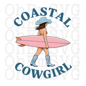 Coastal Cowgirl PNG Digital Download, Cute Country Western Png, Print on Demand Pod Printable PNG, POD File