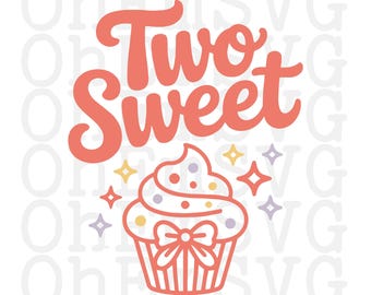 Two Sweet Cupcake SVG: 2nd Birthday POD (Digital Download)