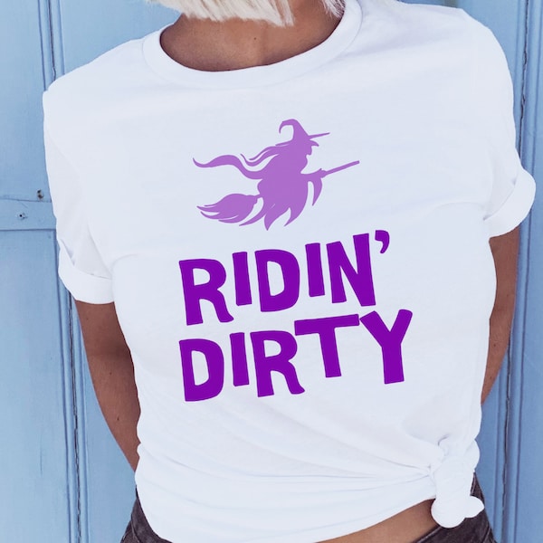 Ridin' Dirty SVG Digital Download, Cute Halloween Witchy Print on Demand Pod Printable SVG, POD File