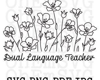 Zweisprachiger Lehrer SVG: POD druckbar (Digitaler Download)