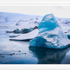 Glacier Lagoon Iceland Photo DIGITAL DOWNLOAD Jokulsarlon Glacier Iceland Print Iceberg with Ducks Photo Glacier Printable  Iceberg Prints