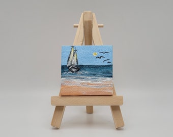 2in Mini Canvas Acrylic Painting on Easel