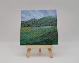 4in Mini Canvas Acrylic Painting on Easel