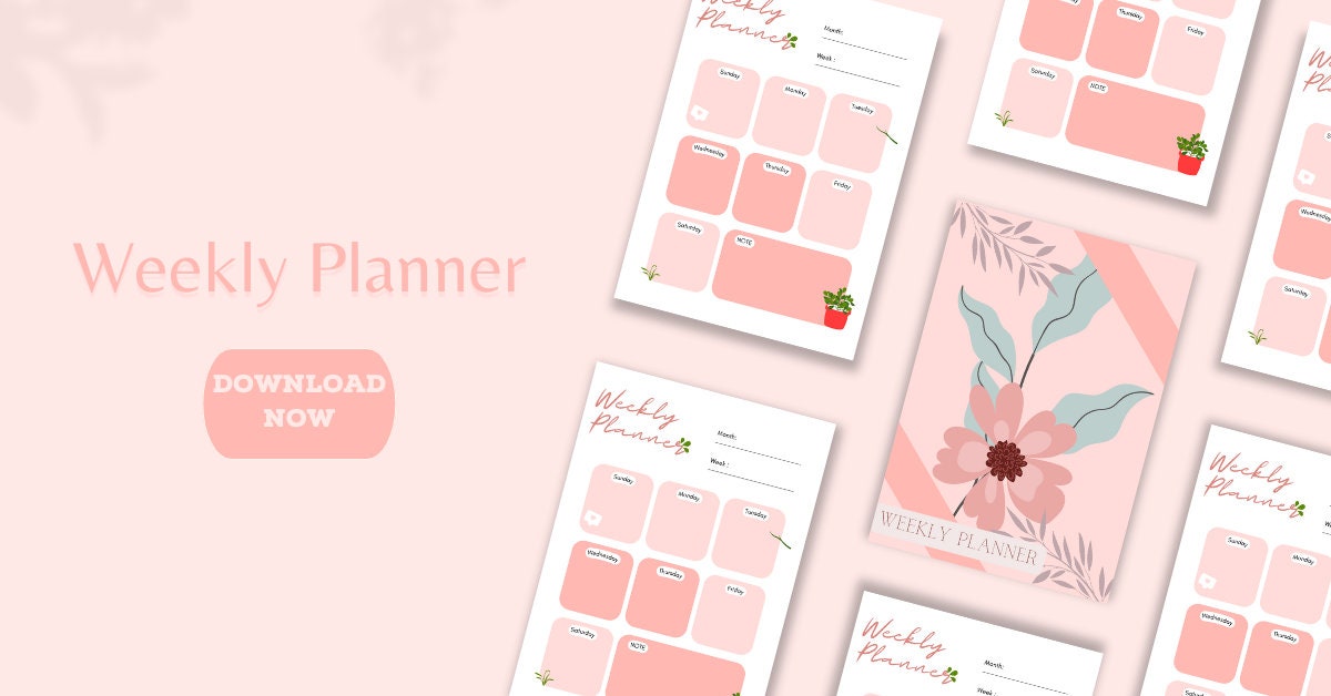 Cute Weekly Planner Printable PDF PNG Instant Download - Etsy