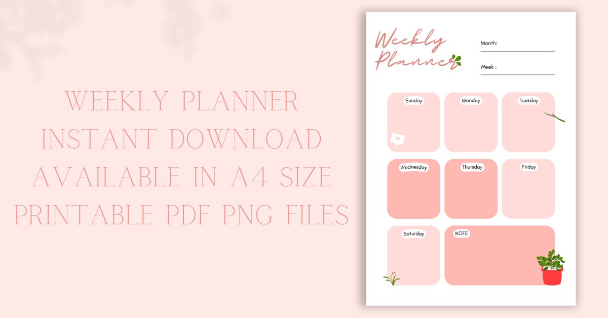 Cute Weekly Planner Printable PDF PNG Instant Download - Etsy