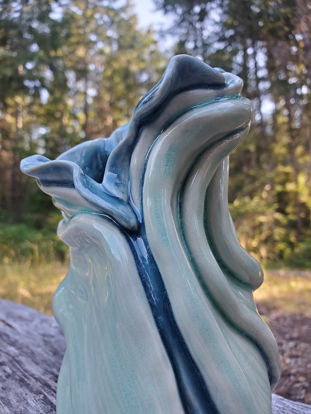 Handmade Ceramic Vulva Vase, Ceramic Flower Vase, Mint Green Vulva Art