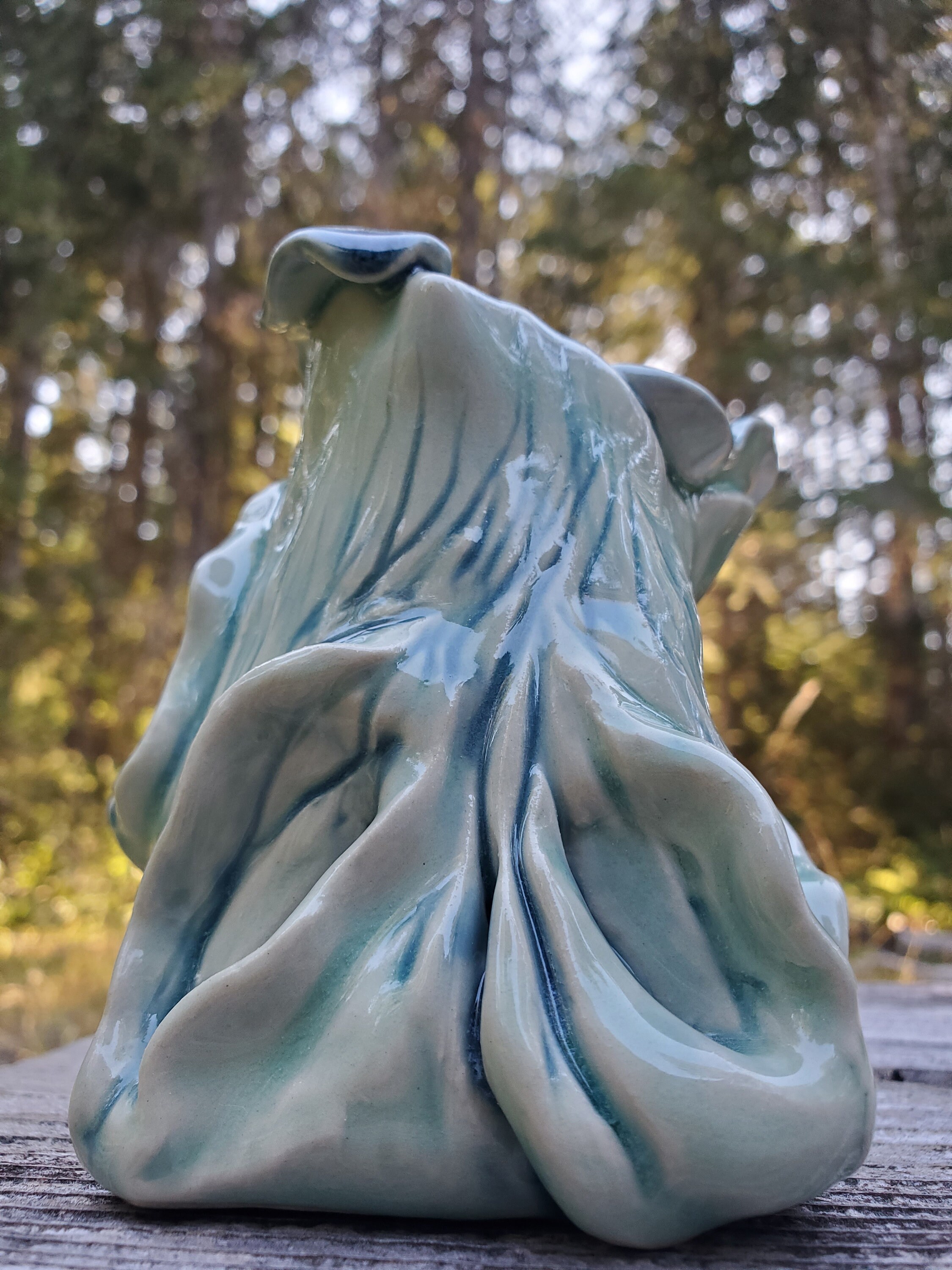 Handmade Ceramic Vulva Vase, Ceramic Flower Vase, Mint Green Vulva Art