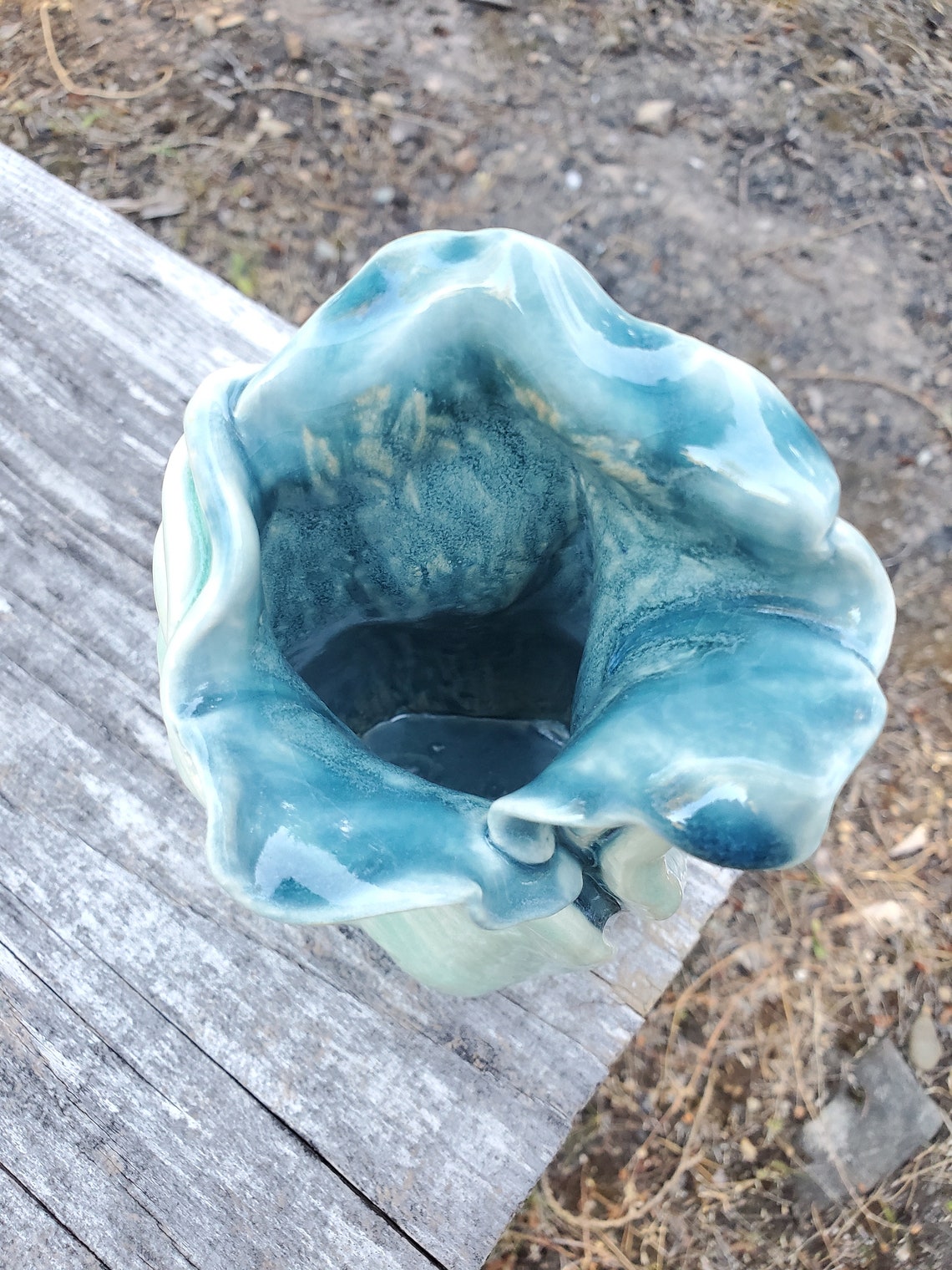 Handmade Ceramic Vulva Vase, Ceramic Flower Vase, Mint Green Vulva Art