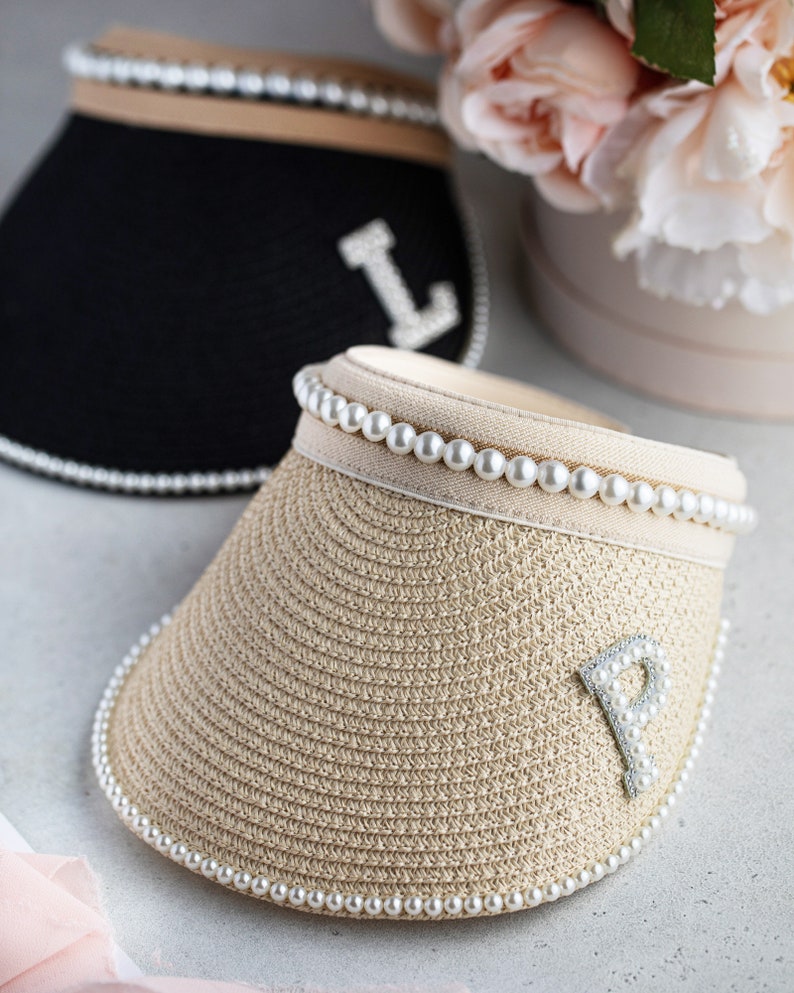 Custom Sun Visor With Pearls Pearl Visors for Bachelorette Etsy