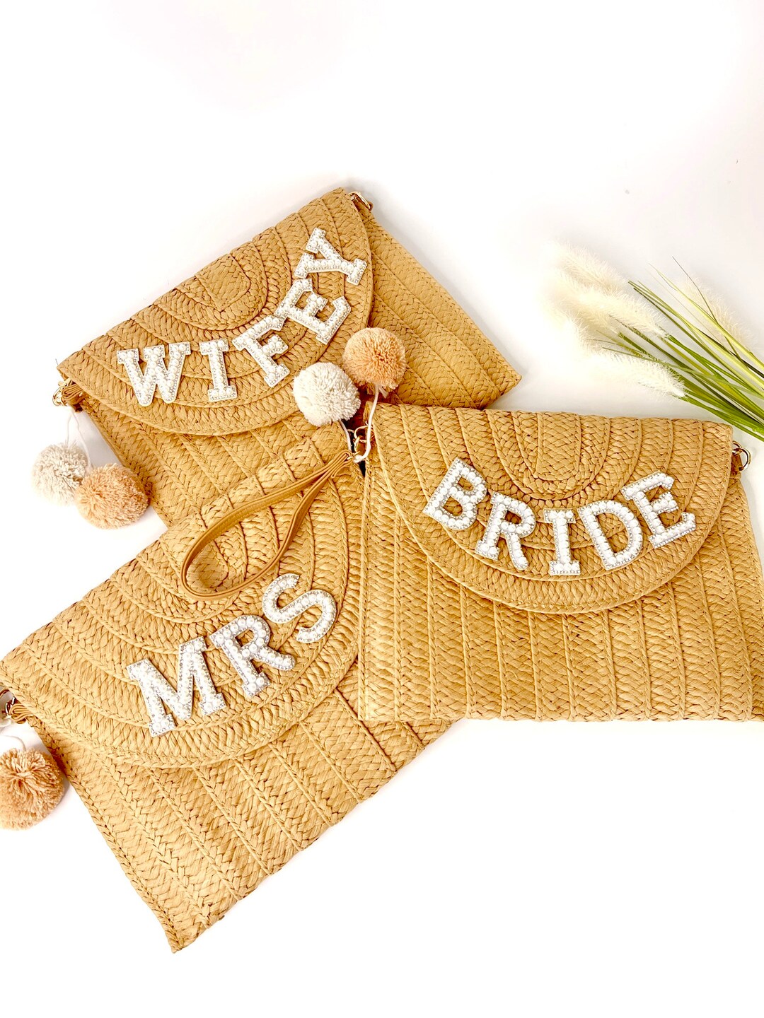 Bride Straw Clutch Bag Straw Bag Straw Purse Custom Straw Etsy