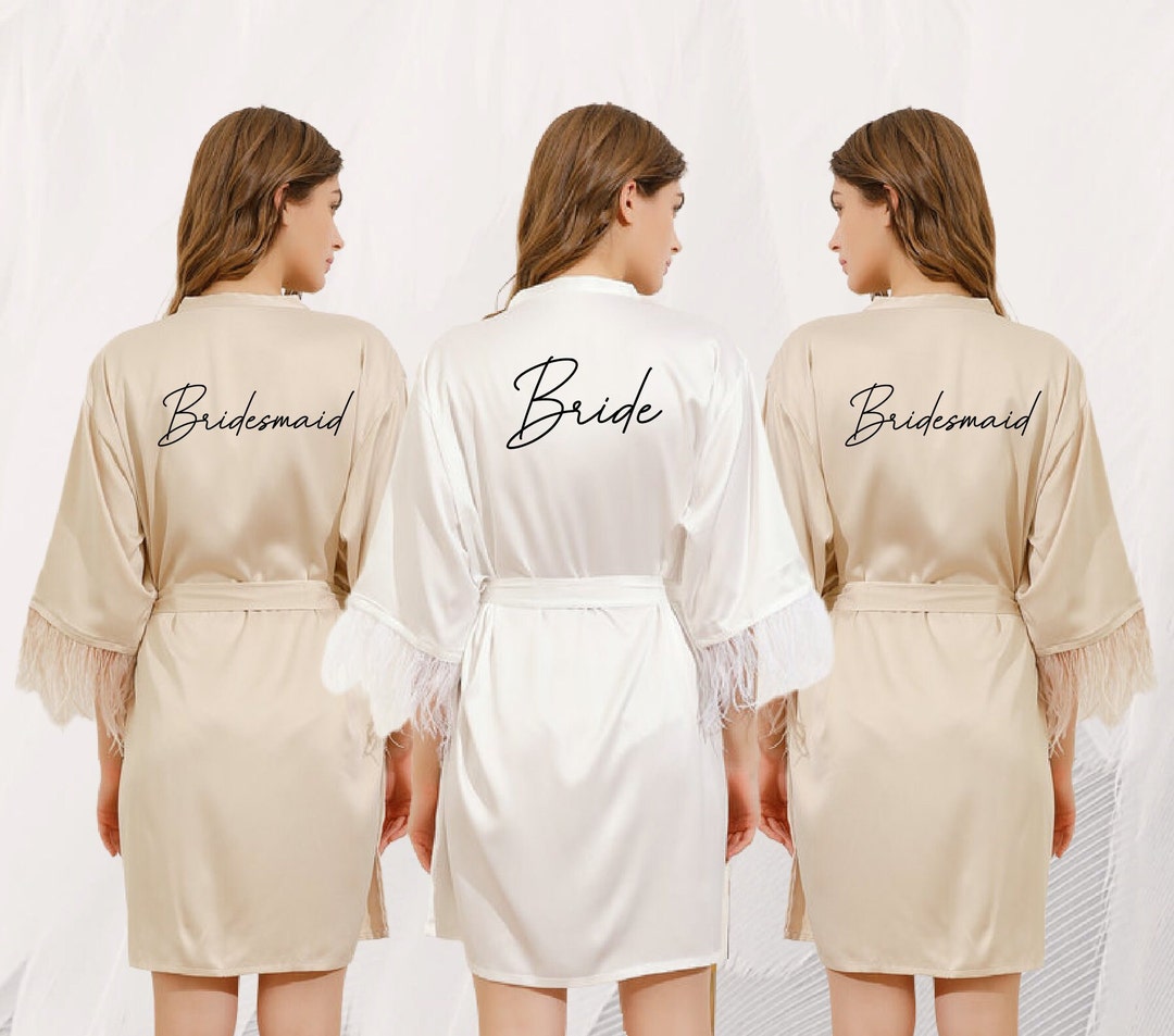 Bridesmaid Robes Feather Robe Robe With Feathers Feather Etsy