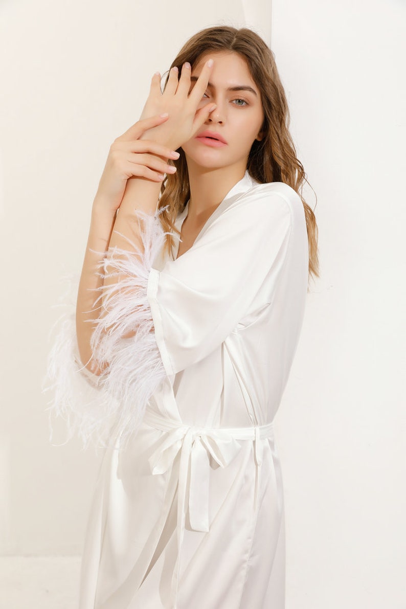 Bridesmaid Robes Feather Robe Robe With Feathers Feather Etsy