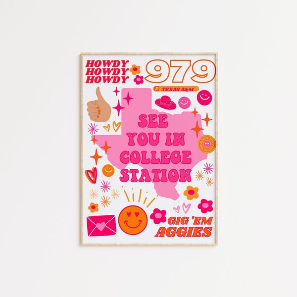 College Station Texas A&m Art Etsy