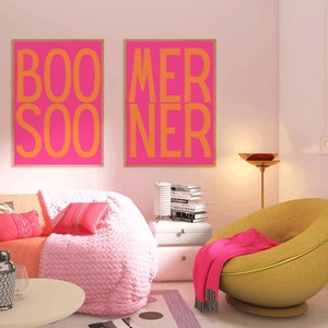 Preppy Boomer Sooner Set of 2 Norman Oklahoma Pink & Orange Wall Art Pack Digital Download Preppy Dorm Art Room Decor OU Decor image 5
