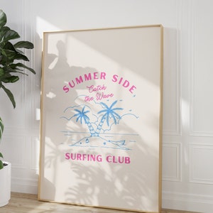 Surf Club Art Print | Preppy Beach Wall Art | Coastal Surf Print | Beach House Wall Art | Vintage Beach Print | Preppy Beachy Room Aesthetic