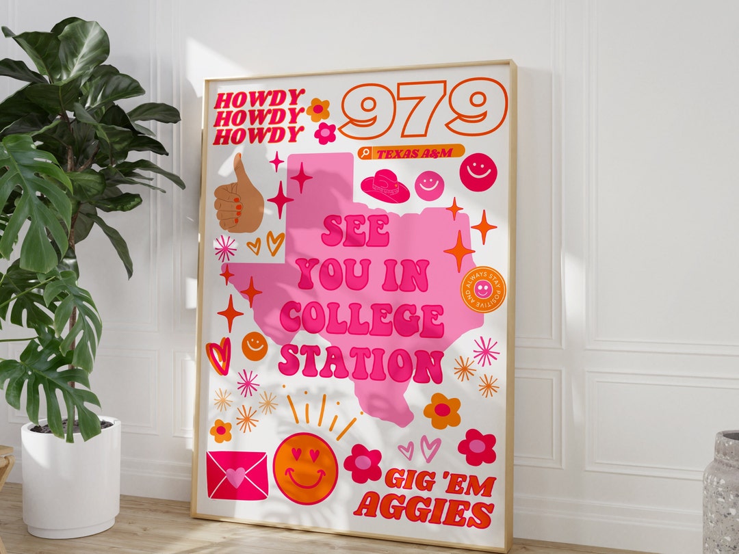 See You in College Station Wall Art Print Texas A&M Prints TAMU Preppy