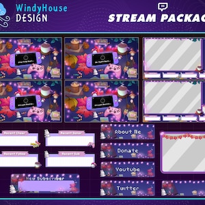 Animated Autumn Cozy Twitch Stream Package Dark Theme, Retro Lofi Aesthetic Desk, Ipad Gamer, Maple Leaf, Pumpkin,  Halloween