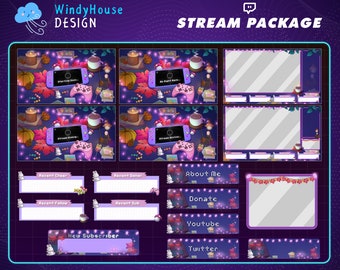 Animated Autumn Cozy Twitch Stream Package Dark Theme, Retro Lofi Aesthetic Desk, Ipad Gamer, Maple Leaf, Pumpkin,  Halloween