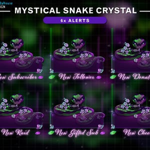 Animated Twitch Alerts Mystic Snake, Gothic Stream Alerts for VTuber and Streamers