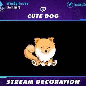 Decoración animada de transmisión de perros lindos, linda superposición de Twitch Corgi, decoración de animales, complemento de transmisión Kawaii Twitch Overlay