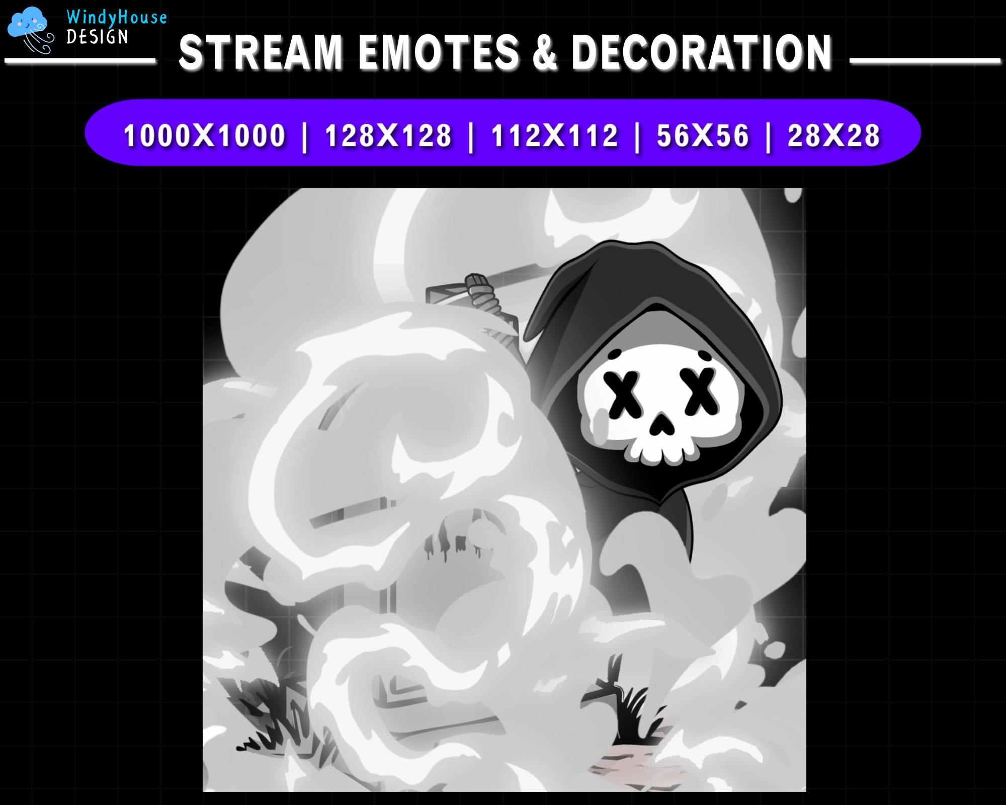 Steam Rip Reaper Animated Grim Reaper RIP Twitch Emote, Ghost Stream Emote, Discord ...