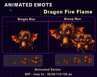 Animiertes Feuerdrache Twitch Emote, Fantasy Streamer GIF für Twitch Discord