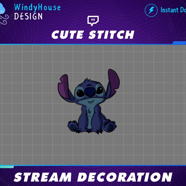 Animated Stitch Stream Decoration, Cute Stitch Twitch Overlay, Animals Decorations Stream Add-on Kawaii Twitch Overlay