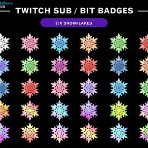 Full Set 30x Snowflakes Twitch Sub Bit Badges, Xmas Twitch Badges, Complete Twitch Bit Badges Set, Twitch Bit Tier Badges